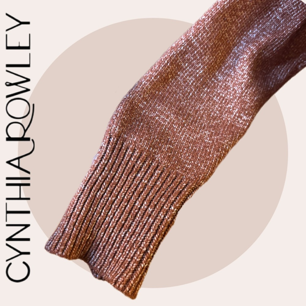 Cynthia Rowley Metallic Waffle Knit Hoodie Sweater | M - Picture 5 of 13